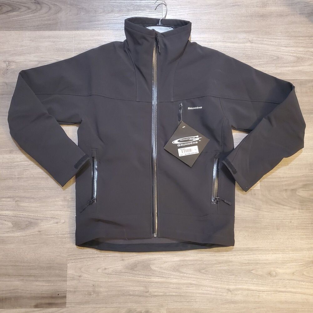 Grundens Gage Jacket Mens Sz Small Black Softshell Fleece Lined Full Zip Fishing
